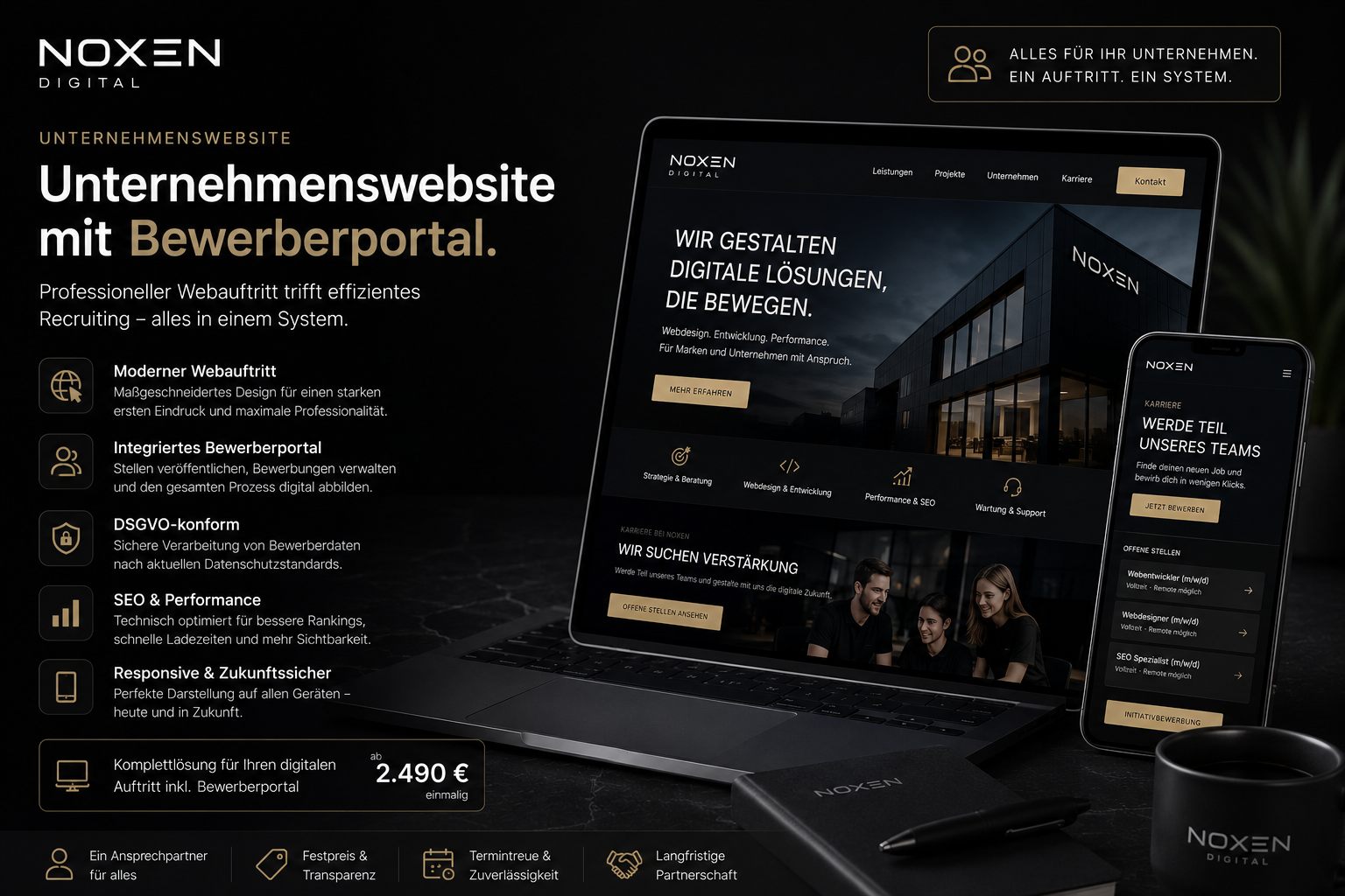 Unternehmenswebsite mit Bewerberportal