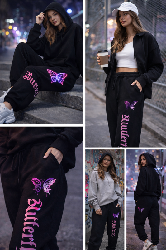 🦋 Butterfly Print Joggers – Cozy Streetwear Style
