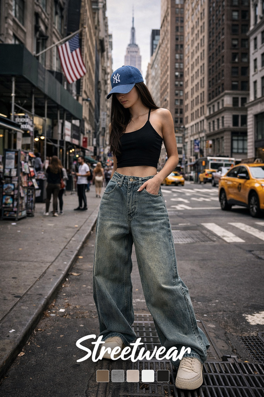High Waist Baggy Denim Jeans – Korean Style Y2K Streetwear