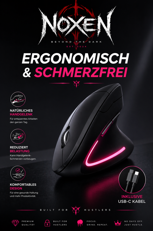 HOMEFISH Vertical Mouse, Ergonomic 2.4G Wireless Mouse, Optical Mouse, 3 Adjustable DPI Levels 800/1200/1600, 6 Buttons for Laptop, PC, Computer