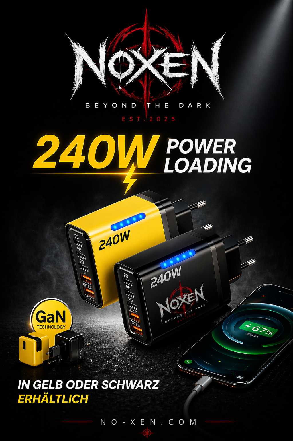 Chargeur mural 5 en 1 240W GaN USB C Chargeur Rapide Téléphone Adaptateur secteur pour iPhone Samsung Xiaomi Type C Prise EU/US