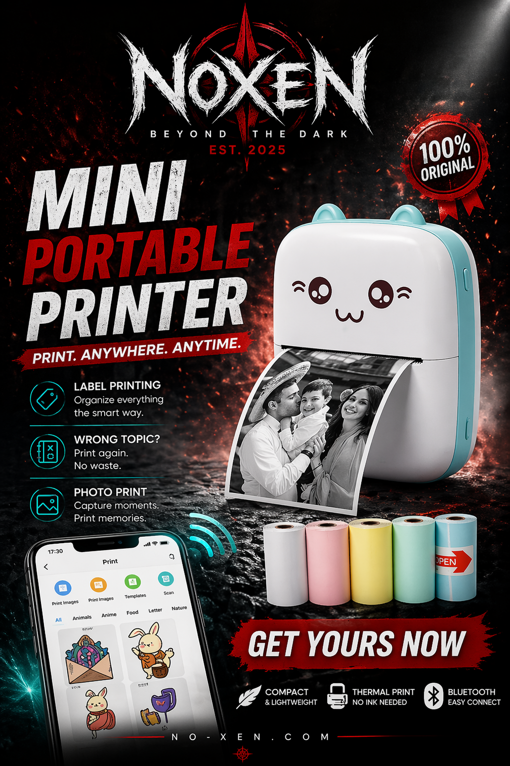 Noxen Mini Bluetooth Thermal Printer – Pocket Photo & Label Printer