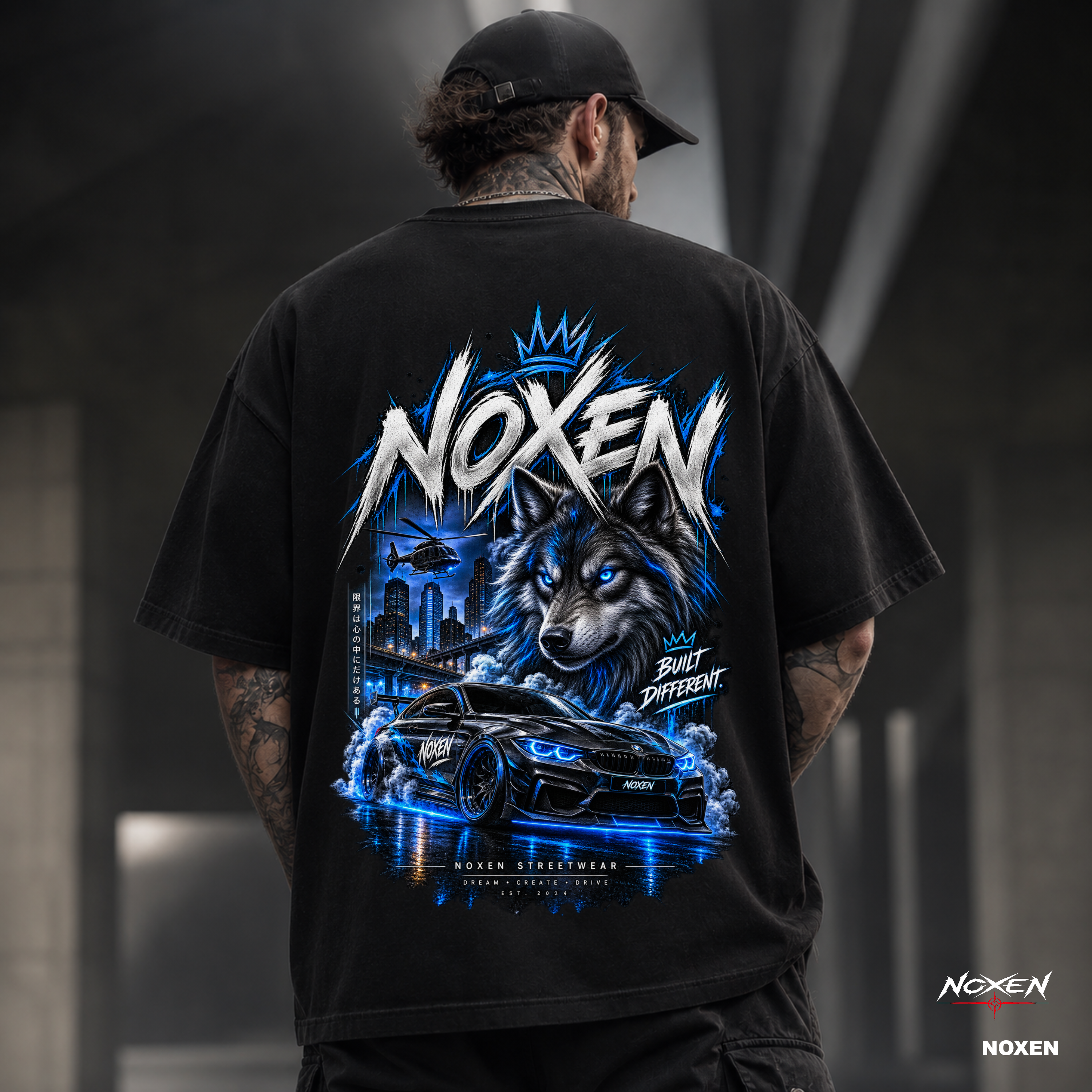 NOXEN BUILT DIFFERENT – Wolf Oversized T-Shirt