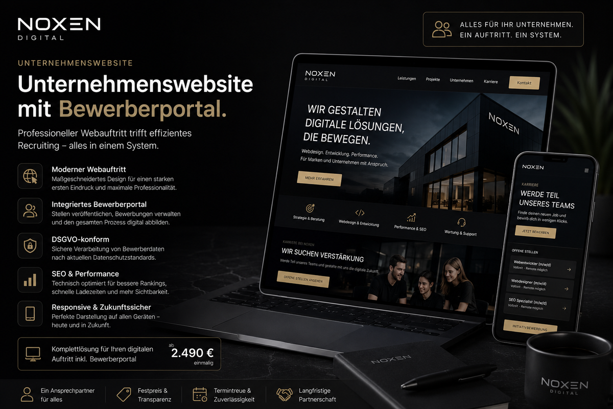Unternehmenswebsite mit Bewerberportal – Produktansicht