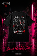 Premium Oversize T-Shirt von NOXEN mit Dual Reality Motiv, in Schwarz.