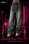 Noxen High Waist Baggy Denim Jeans – Korean Style Y2K Streetwear by noxen – Produktansicht