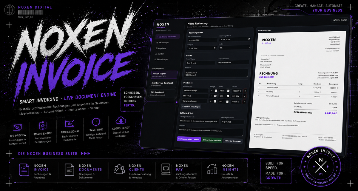 NOXEN Invoice Smart Invoicing Engine Software Automatisierung