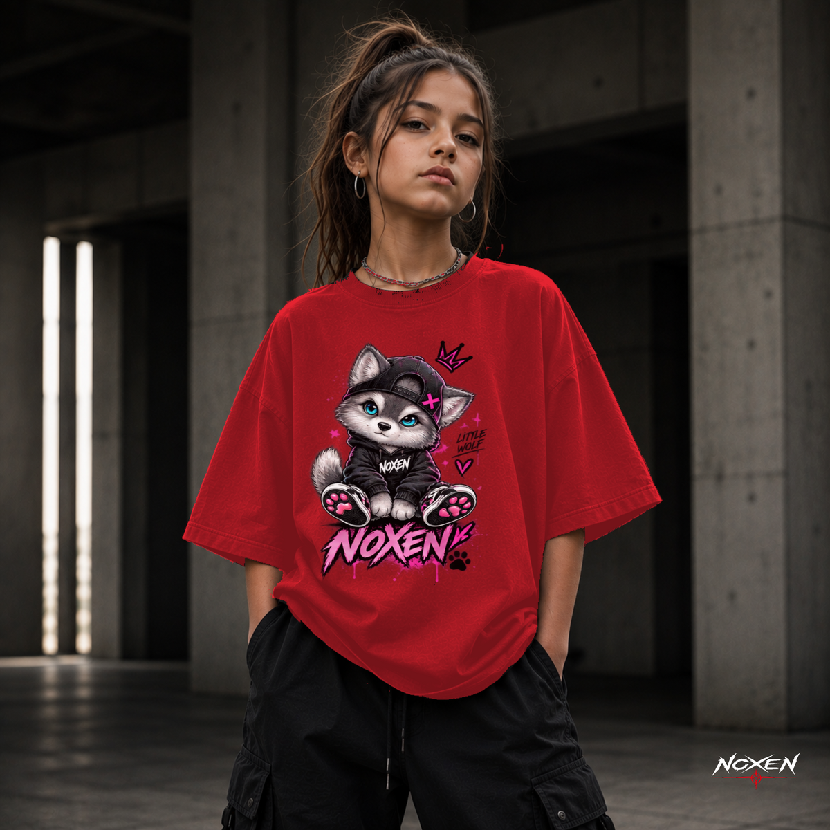 NOXEN Little Rebel Cat Kids Girl T Shirt – Produktansicht 4