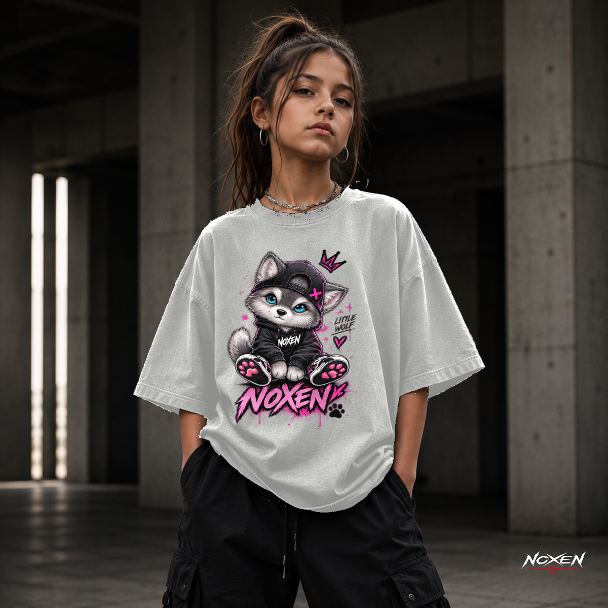 NOXEN Little Rebel Cat Kids Girl T Shirt – Produktansicht 5