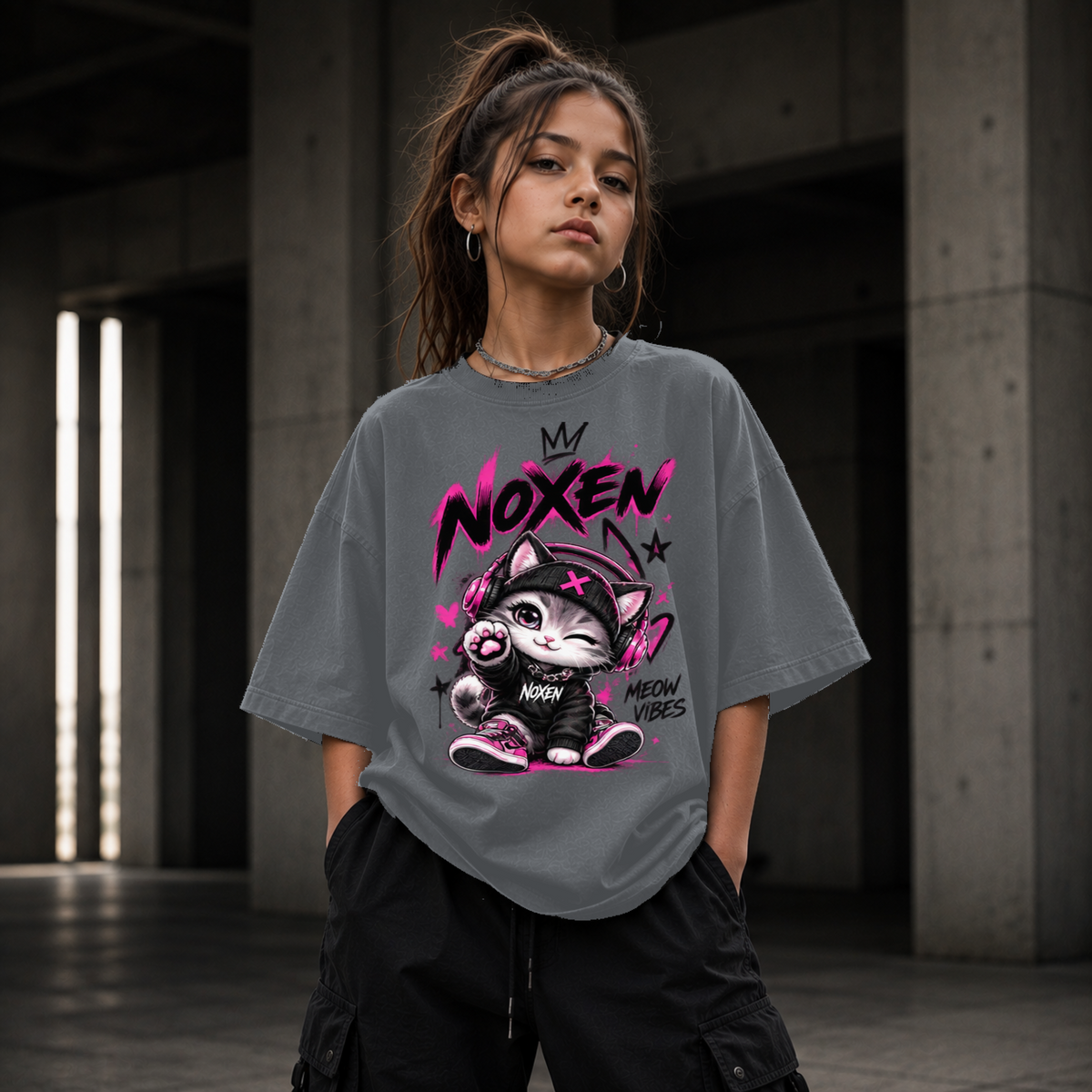 NOXEN Meow Vibes Kids Girl T Shirt – Produktansicht 1