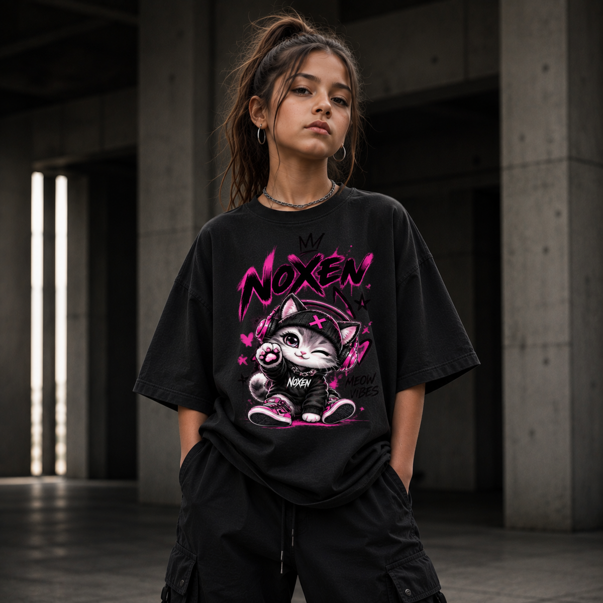 NOXEN Meow Vibes Kids Girl T Shirt – Produktansicht 2