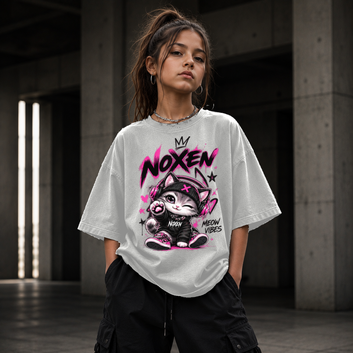 NOXEN Meow Vibes Kids Girl T Shirt – Produktansicht 5