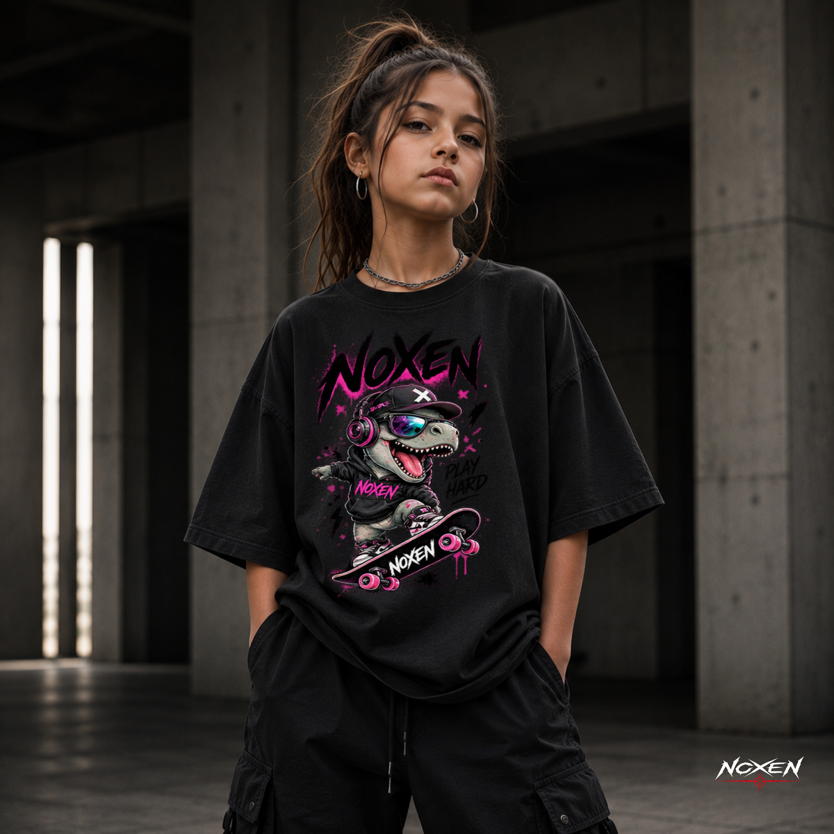 NOXEN Play Hard Skater Kids Girl T Shirt – Produktansicht 3