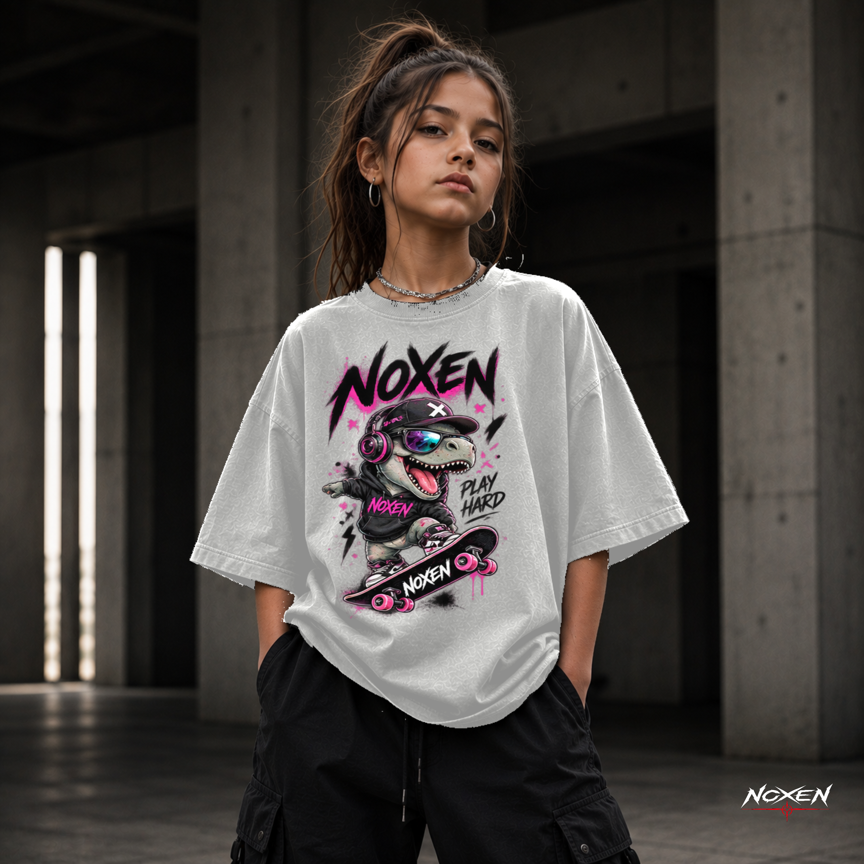 NOXEN Play Hard Skater Kids Girl T-Shirt