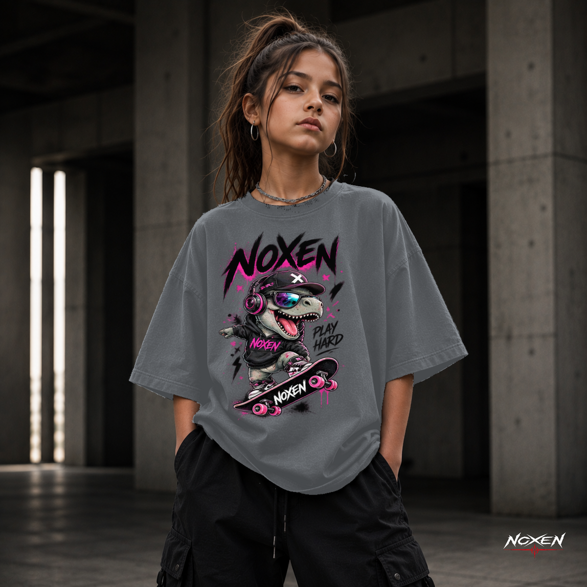 NOXEN Play Hard Skater Kids Girl T Shirt – Produktansicht 5