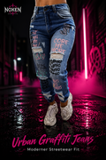 Noxen Urban Graffiti Jeans – Moderner Streetwear Fit – Produktansicht
