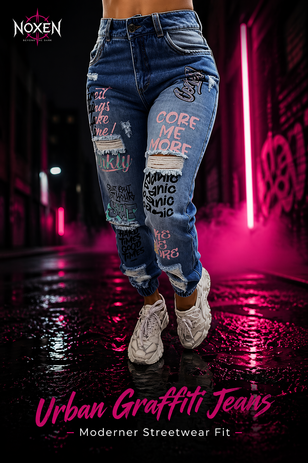 Noxen Urban Graffiti Jeans – Moderner Streetwear Fit – Produktansicht