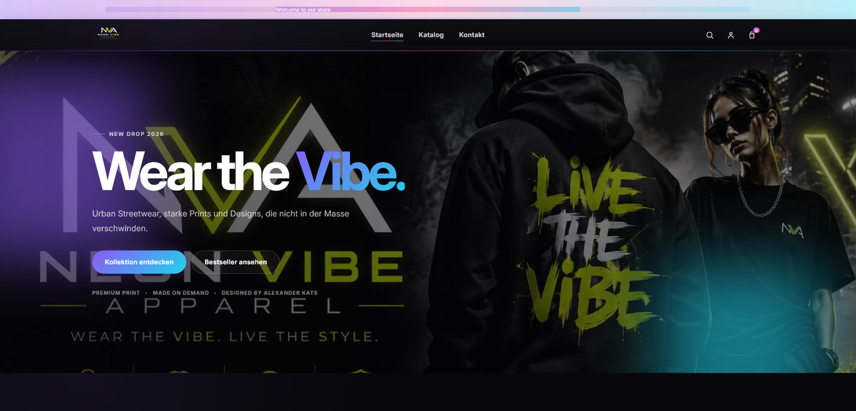 Streetwear neu gedacht. Performance die verkauft. Shopify Webdesign gedacht verkauft